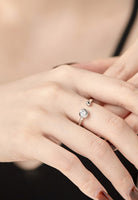 BRELLATO Set Runder Solitaire Kristall-Anhänger Ohrstecker Ring, Echt Silber-Kette 925 18K Rhodiniert, Ohrringe Kristall-Kette Halskette Zirkonia