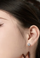 BRELLATO Set Runder Solitaire Kristall-Anhänger Ohrstecker Ring, Echt Silber-Kette 925 18K Rhodiniert, Ohrringe Kristall-Kette Halskette Zirkonia