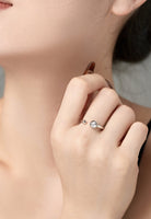 BRELLATO Set Runder Solitaire Kristall-Anhänger Ohrstecker Ring, Echt Silber-Kette 925 18K Rhodiniert, Ohrringe Kristall-Kette Halskette Zirkonia