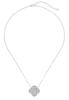 BRELLATO Kleeblatt Lucky Kristall-Anhänger Damen-Schmuck, Glücksklee Blume Echt Silber-Kette 925 18K Rhodiniert, Glücksbringer Symbol Talisman Hals-Kette Zirkonia