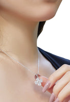 BRELLATO Schmuck-Set, Kleeblatt Kristall-Anhänger Ohrstecker, Silber-Kette 925 18K Rhodiniert, Vierblättriger Glücksklee Glücksbringer Talisman Ohrringe Hals-Kette Zirkonia