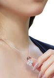 BRELLATO Kleeblatt Kristall-Anhänger, Silber-Kette 925 18K Rhodiniert, Vierblättriger Glücksklee Glücksbringer Talisman, Hals-Kette Blume Kreuz-Design Zirkonia
