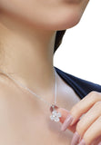 BRELLATO Schmuck-Set, Kleeblatt Kristall-Anhänger Ohrstecker, Silber-Kette 925 18K Rhodiniert, Vierblättriger Glücksklee Glücksbringer Talisman Ohrringe Hals-Kette Zirkonia