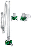 BRELLATO Set Herz-Anhänger Ohrstecker Grün Damen, Echt Silber-Kette 925 18K Rhodiniert, Grüne Ohrringe Herz-Kette Halskette Herz-Zirkonia
