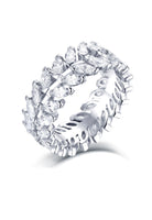 BRELLATO Band-Ring Eternity Pave Blätter, Echt Silber 925, 18K Rhodium Vergoldet, Kristall-Ring Memoire Memory Verlobungsring