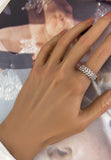 BRELLATO Band-Ring Eternity Pave Blätter, Echt Silber 925, 18K Rhodium Vergoldet, Kristall-Ring Memoire Memory Verlobungsring