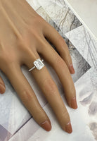 BRELLATO Cocktail-Ring, Echt Silber 925 18K Rhodiniert, Statementring Verlobungsring Cubic Zirkonia Emerald Facetten-Schliff