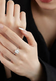 BRELLATO Cocktail-Ring, Echt Silber 925 18K Rhodiniert, Statementring Verlobungsring Cubic Zirkonia Emerald Facetten-Schliff
