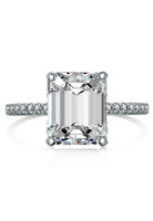 BRELLATO Cocktail-Ring, Echt Silber 925 18K Rhodiniert, Statementring Verlobungsring Cubic Zirkonia Emerald Facetten-Schliff