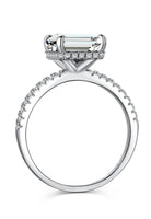 BRELLATO Cocktail-Ring, Echt Silber 925 18K Rhodiniert, Statementring Verlobungsring Cubic Zirkonia Emerald Facetten-Schliff