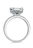 BRELLATO Cocktail-Ring, Echt Silber 925 18K Rhodiniert, Statementring Verlobungsring Cubic Zirkonia Emerald Facetten-Schliff