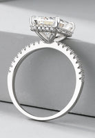BRELLATO Cocktail-Ring, Echt Silber 925 18K Rhodiniert, Statementring Verlobungsring Cubic Zirkonia Emerald Facetten-Schliff