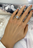 BRELLATO Cocktail-Ring, Echt Silber 925 18K Rhodiniert, Statementring Verlobungsring Cubic Zirkonia Emerald Facetten-Schliff