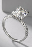 BRELLATO Cocktail-Ring, Echt Silber 925 18K Rhodiniert, Statementring Verlobungsring Cubic Zirkonia Emerald Facetten-Schliff