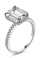 BRELLATO Cocktail-Ring, Echt Silber 925 18K Rhodiniert, Statementring Verlobungsring Cubic Zirkonia Emerald Facetten-Schliff