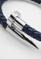 BRELLATO Retro Herren-Armband Clou et Vis Stahl-Blau, Nagel & Schraube Edelstahl, Blaues Lederarmband Geflochten