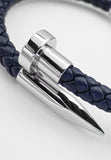 BRELLATO Retro Herren-Armband Clou et Vis Stahl-Blau, Nagel & Schraube Edelstahl, Blaues Lederarmband Geflochten