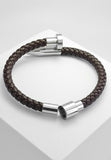 BRELLATO Retro Herren-Armband Clou et Vis Braun, Nagel & Schraube Edelstahl, Braunes Lederarmband Geflochten