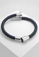 BRELLATO Retro Herren-Armband Clou et Vis Stahl-Blau, Nagel & Schraube Edelstahl, Blaues Lederarmband Geflochten