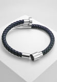 BRELLATO Retro Herren-Armband Clou et Vis Stahl-Blau, Nagel & Schraube Edelstahl, Blaues Lederarmband Geflochten
