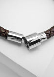 BRELLATO Retro Herren-Armband Clou et Vis Braun, Nagel & Schraube Edelstahl, Braunes Lederarmband Geflochten