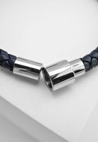 BRELLATO Retro Herren-Armband Clou et Vis Stahl-Blau, Nagel & Schraube Edelstahl, Blaues Lederarmband Geflochten