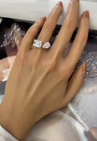 BRELLATO Rosa Pink Crushed Ice Cocktail-Ring, Statement-Ring Echt Silber 925, 18K Rhodiniert, Kristall-Ring Verlobungsring