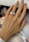 BRELLATO Rosa Pink Crushed Ice Cocktail-Ring, Statement-Ring Echt Silber 925, 18K Rhodiniert, Kristall-Ring Verlobungsring