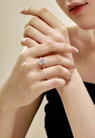 BRELLATO Cocktail-Ring, Echt Silber 925 18K Vergoldet, Statementring Verlobungsring Cubic Zirkonia