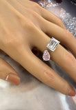 BRELLATO Rosa Pink Crushed Ice Cocktail-Ring, Statement-Ring Echt Silber 925, 18K Rhodiniert, Kristall-Ring Verlobungsring