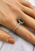 BRELLATO Grüner Cocktail-Ring, Echt Silber 925 18K Rhodiniert, Statementring Verlobungsring Cubic Zirkonia Emerald Grün Facetten-Schliff