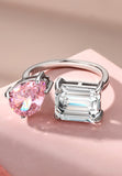 BRELLATO Rosa Pink Crushed Ice Cocktail-Ring, Statement-Ring Echt Silber 925, 18K Rhodiniert, Kristall-Ring Verlobungsring
