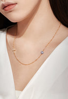 BRELLATO Evil Eye Halskette Damen, Nazar Böses Blaues Auge Schutz-Symbol Anhänger, Echt Silber-Kette 925 18K Gelbgold, Zirkonia Kreuz