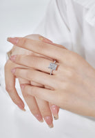 BRELLATO Cocktail-Ring, Echt Silber 925 18K Rhodiniert, Statementring Verlobungsring Cubic Zirkonia