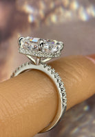 BRELLATO Cocktail-Ring, Echt Silber 925 18K Rhodiniert, Statementring Verlobungsring Cubic Zirkonia Emerald Facetten-Schliff