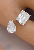 BRELLATO Crushed Ice Cocktail-Ring, Statement-Ring Echt Silber 925, 18K Rhodiniert, Kristall-Ring Verlobungsring