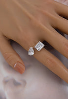 BRELLATO Crushed Ice Cocktail-Ring, Statement-Ring Echt Silber 925, 18K Rhodiniert, Kristall-Ring Verlobungsring