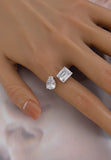 BRELLATO Crushed Ice Cocktail-Ring, Statement-Ring Echt Silber 925, 18K Rhodiniert, Kristall-Ring Verlobungsring
