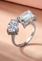 BRELLATO Crushed Ice Cocktail-Ring, Statement-Ring Echt Silber 925, 18K Rhodiniert, Kristall-Ring Verlobungsring