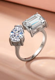 BRELLATO Crushed Ice Cocktail-Ring, Statement-Ring Echt Silber 925, 18K Rhodiniert, Kristall-Ring Verlobungsring