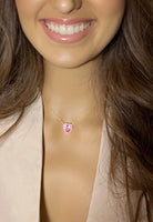 BRELLATO Herz-Anhänger Pink Rosa Geschenk Freundin Teenager Kinder, Echt Silber-Kette 925 Vergoldet Emailliert, Herz-Kette Kids Halskette Herz-Zirkonia Emaille