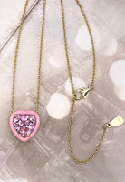 BRELLATO Herz-Anhänger Pink Rosa Geschenk Freundin Teenager Kinder, Echt Silber-Kette 925 Vergoldet Emailliert, Herz-Kette Kids Halskette Herz-Zirkonia Emaille