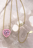 BRELLATO Herz-Anhänger Pink Rosa Geschenk Freundin Teenager Kinder, Echt Silber-Kette 925 Vergoldet Emailliert, Herz-Kette Kids Halskette Herz-Zirkonia Emaille