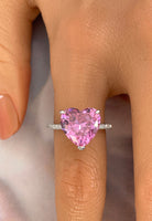 BRELLATO Herz-Ring Pink Rosa, Echt Silber 925, 18K Rhodium Vergoldet, Coktailring Cubic Zirkonia