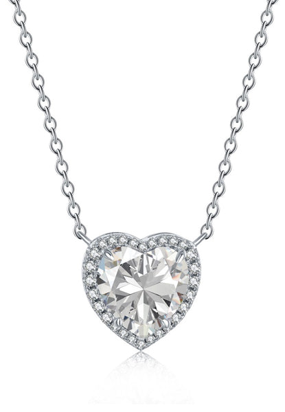 BRELLATO Herz-Anhänger Damen, Echt Silber-Kette 925 18K Rhodiniert, Herz-Kette Halskette Herz-Zirkonia