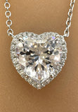 BRELLATO Herz-Anhänger Damen, Echt Silber-Kette 925 18K Rhodiniert, Herz-Kette Halskette Herz-Zirkonia