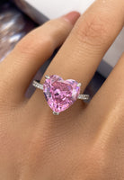 BRELLATO Herz-Ring Pink Rosa, Echt Silber 925, 18K Rhodium Vergoldet, Coktailring Cubic Zirkonia