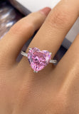 BRELLATO Herz-Ring Pink Rosa, Echt Silber 925, 18K Rhodium Vergoldet, Coktailring Cubic Zirkonia