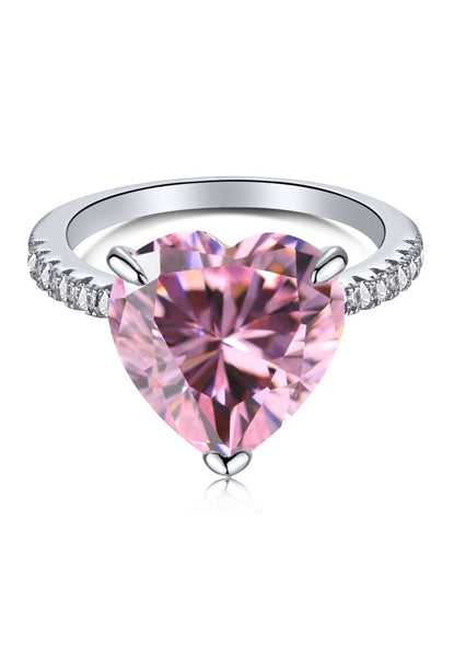 BRELLATO Herz-Ring Pink Rosa, Echt Silber 925, 18K Rhodium Vergoldet, Coktailring Cubic Zirkonia
