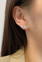 BRELLATO Damen Herz Ohrstecker, Ohrringe Herzen Echt Silber 925 18K Rhodiniert, Glitzer Zirkonia Kristalle, Geschenk Muttertag Valentinstag